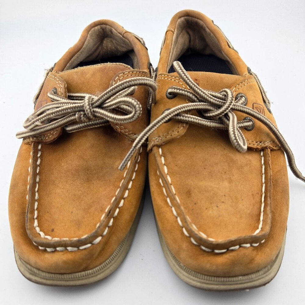 Sperry Intrepid Boys Boat Shoes Tan Brown Leather Little Kid Size 1M